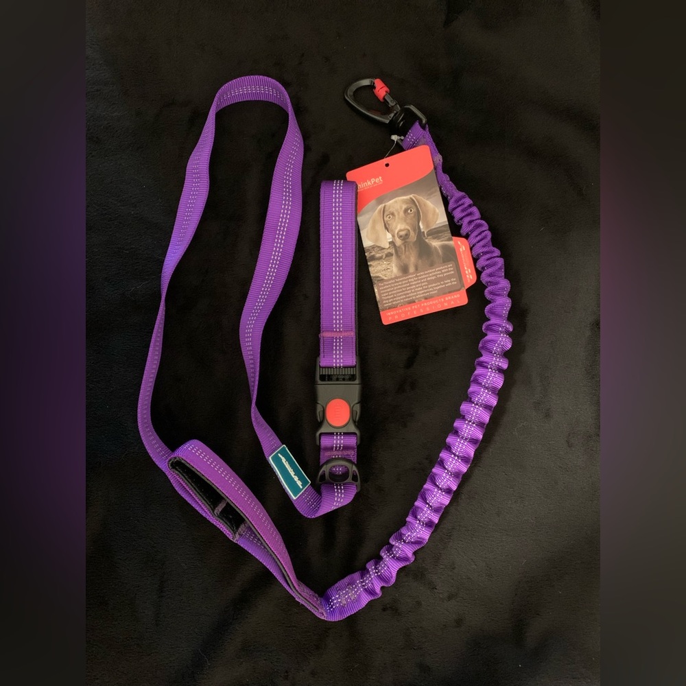 Think Pet Dog Leash Purple Extra Hand Grab Loop Sturdy Metal collar Clip